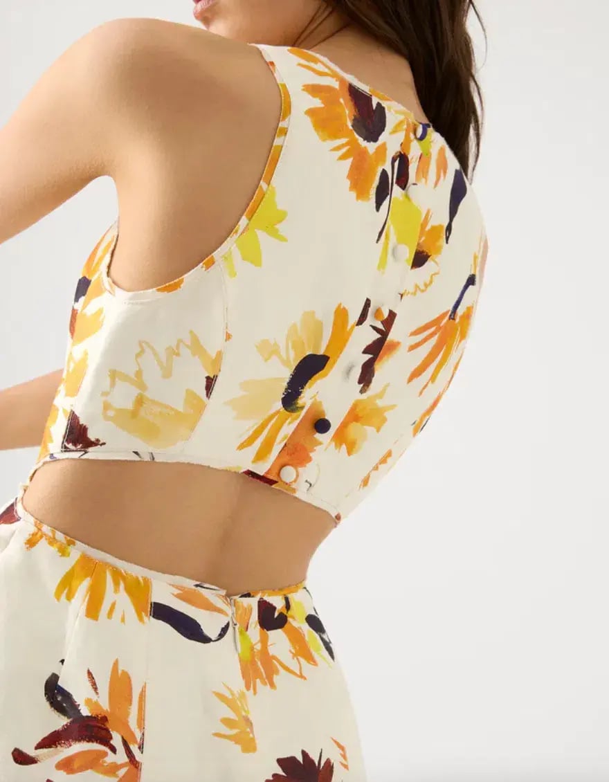Aje Tulip Cut Out Mini Dress Pressed Sunflowers Size 8 photo 4