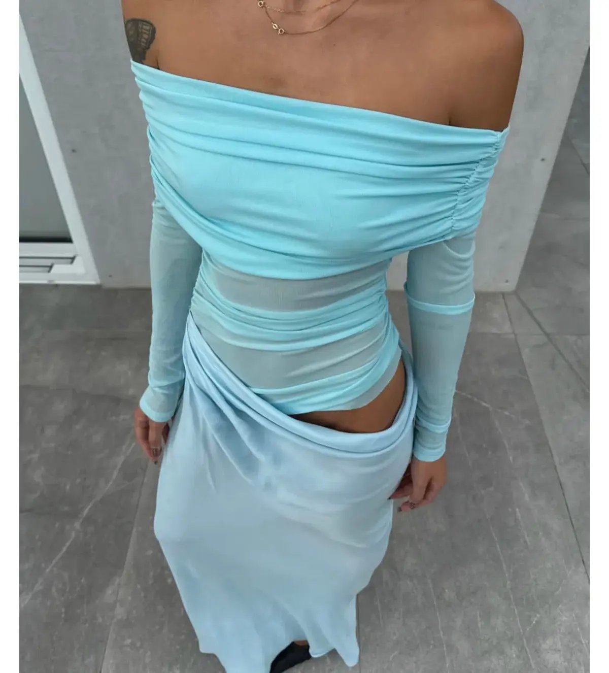Benni Yasmin Maxi Dress Baby Blue Size 8 photo 4