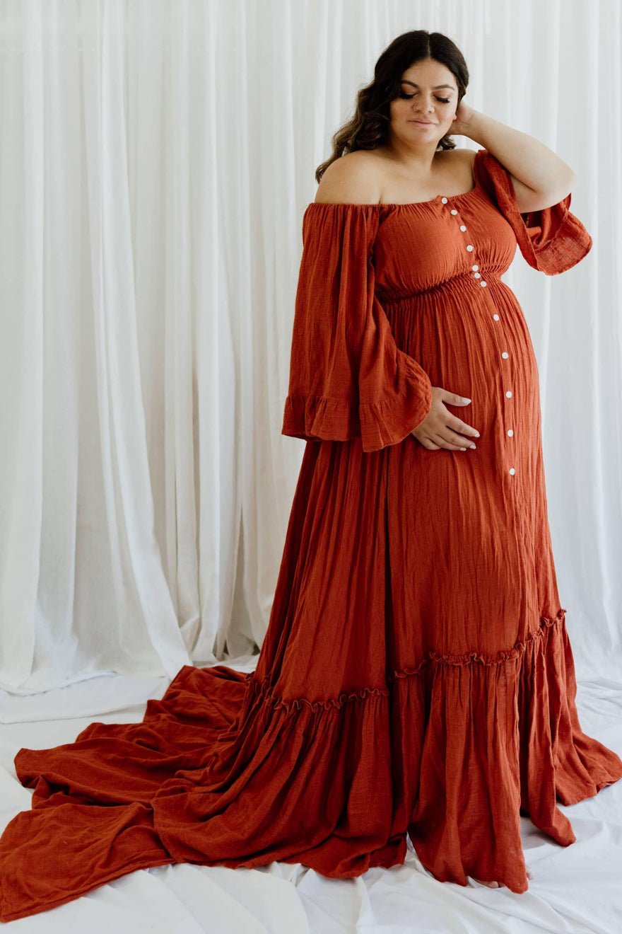 We Are Reclamation Ruffle Me Open Gown - Rust photo 4