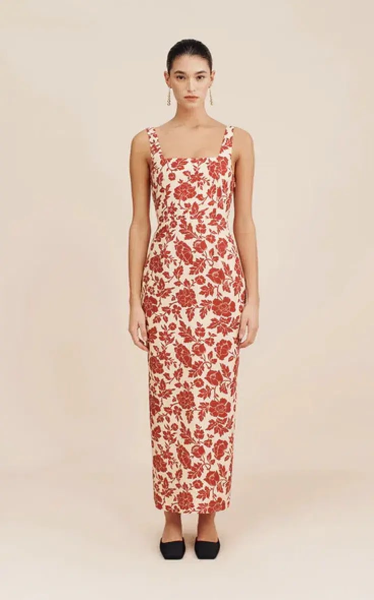 Skyla Column Dress - Scarlet Bloom photo 2