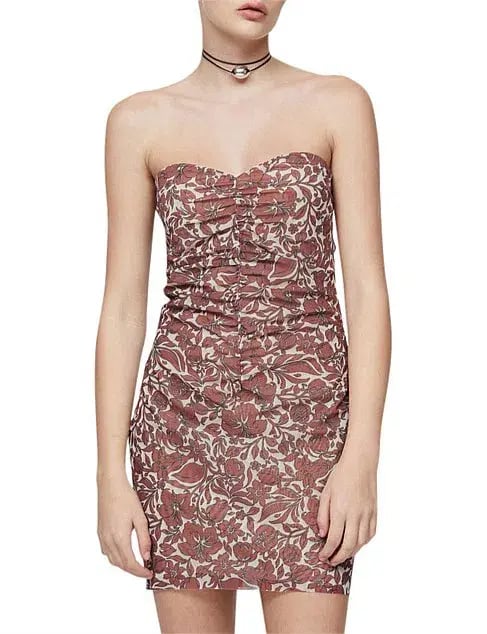 Bec & Bridge Priya Strapless Mini Dress Hibiscus Print Size 8 photo 2