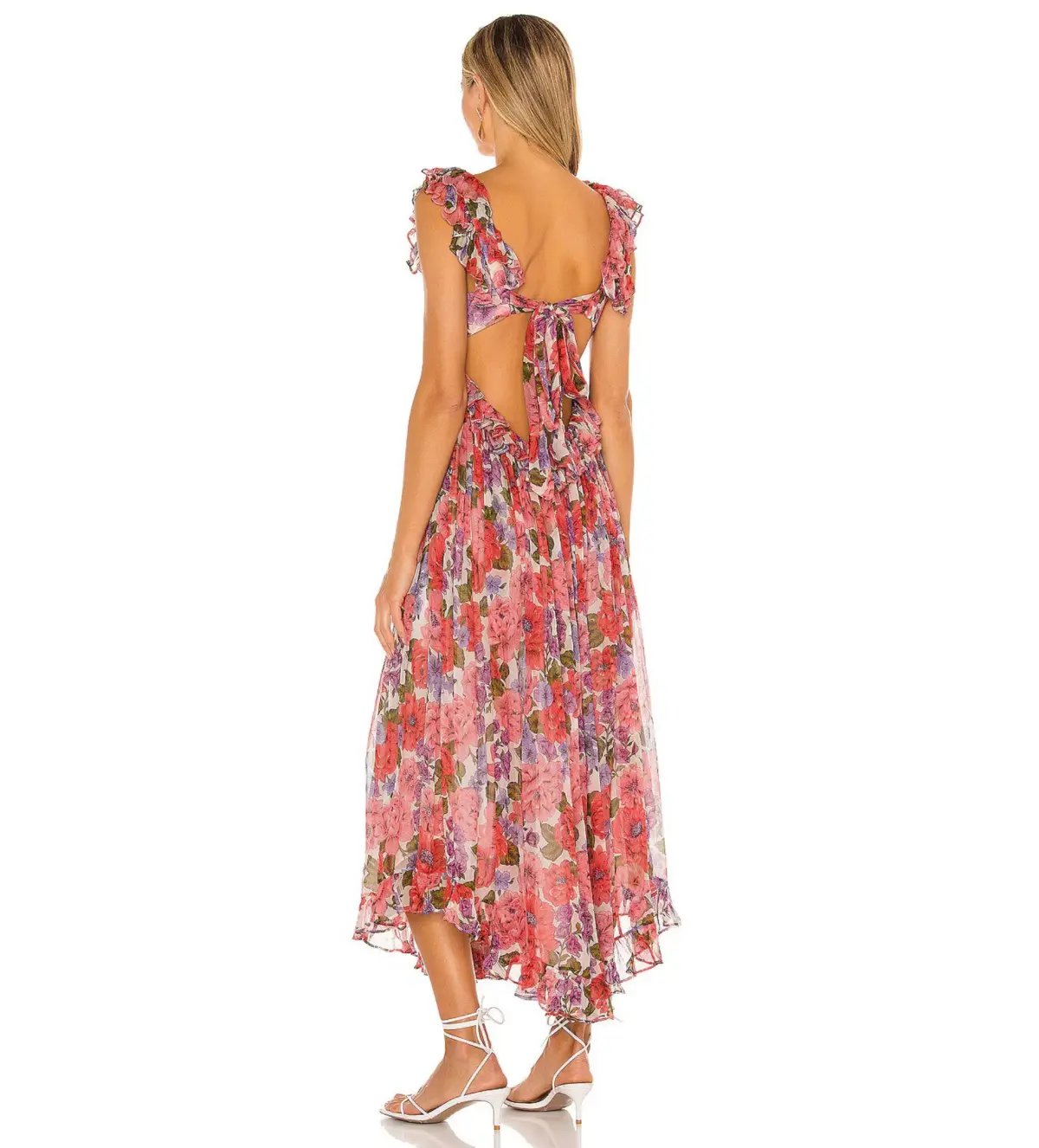 Zimmermann Poppy Frill Edge Midi Dress Crimson Floral Size 3/Au 14 photo 2