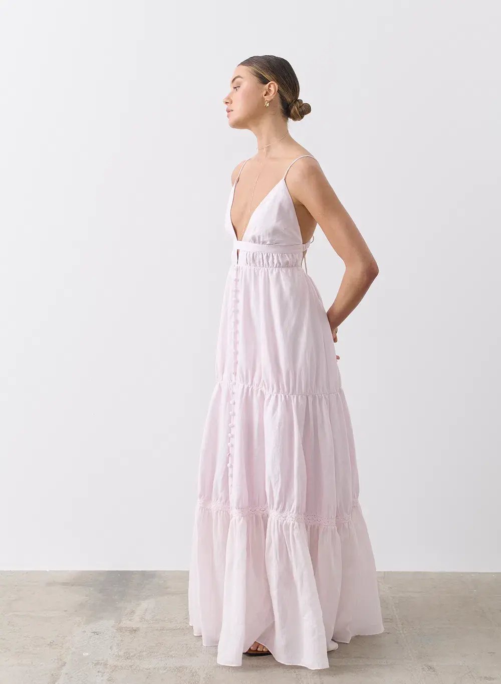 Joslin Liana Linen Ramie Maxi Dress Pink Size 8 photo 2