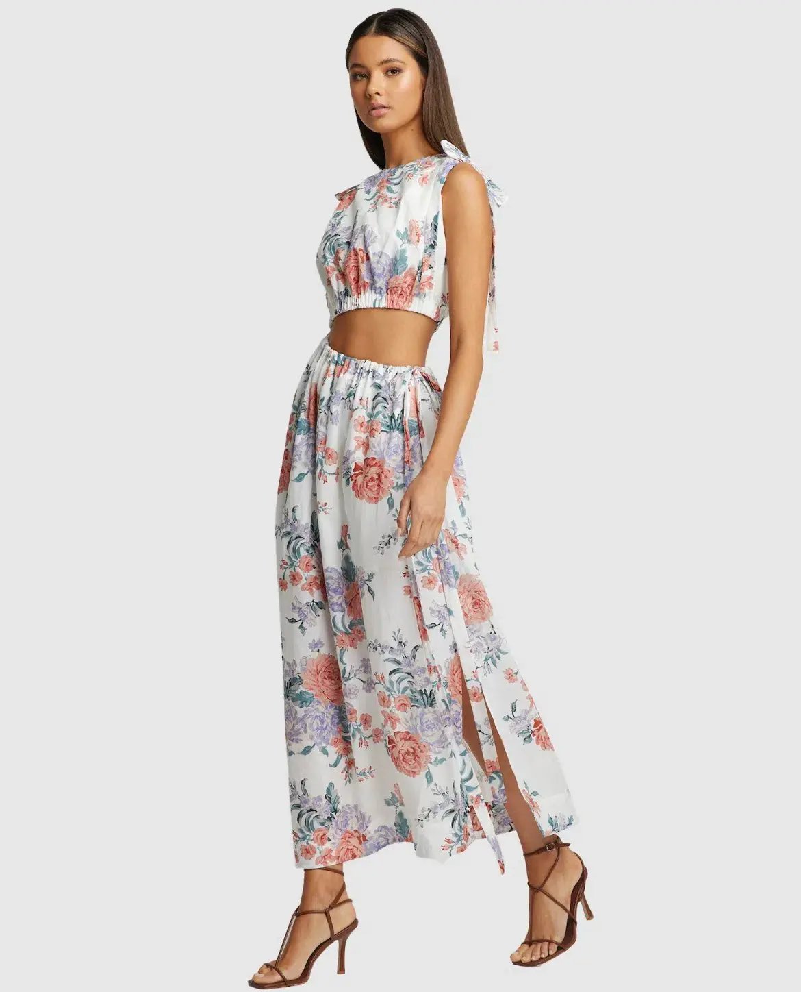 Sofia The Label Moma Gathered Cut Out Maxi Dress Floral Size 12 photo 2