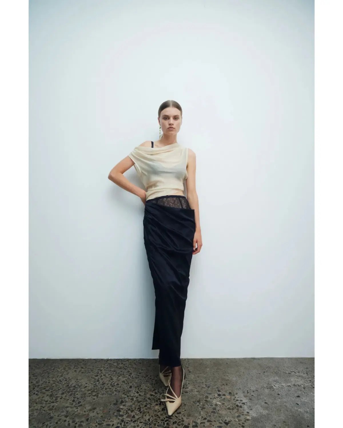 Sir The Label Dunya Skirt, Crop and Drape Cowl Top Set Black Size 0 / AU 6 photo 2