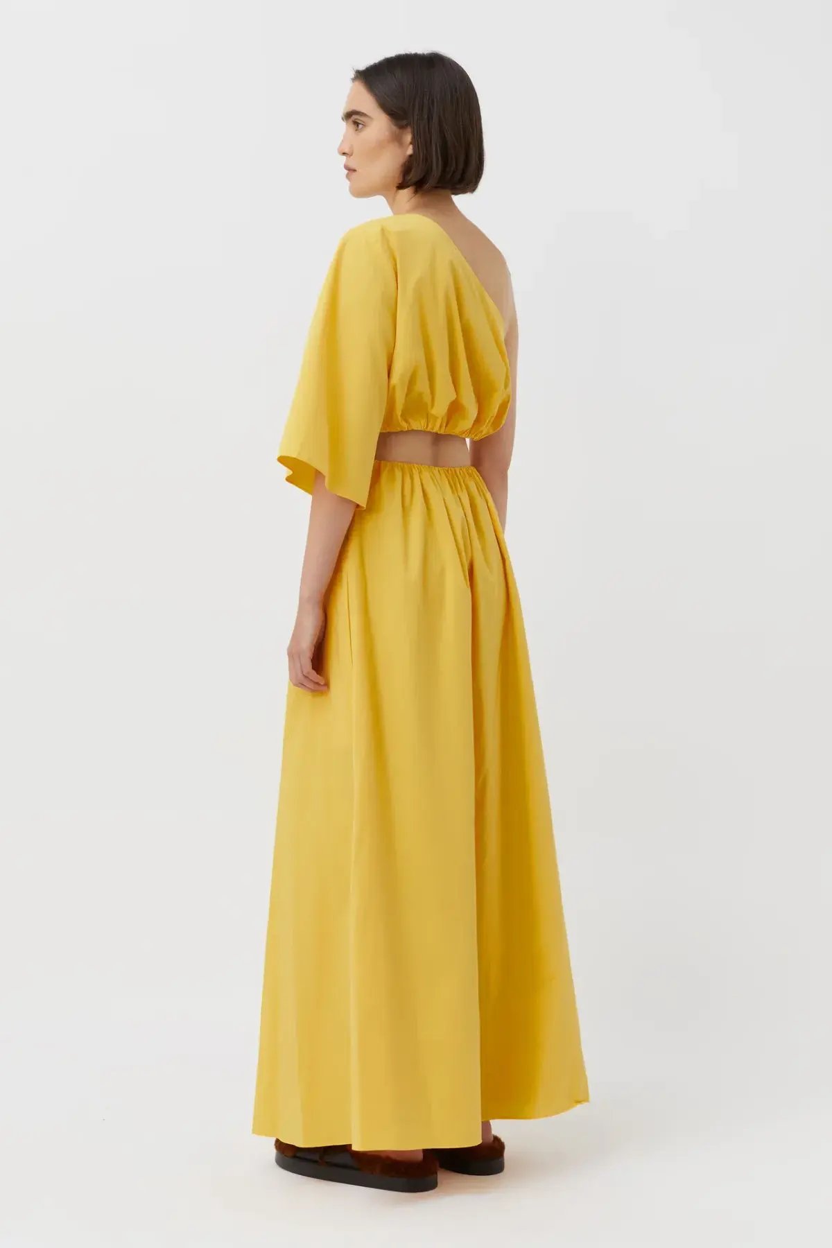 Camilla & Marc Wally One Shoulder Cut Out Maxi Dress in Honey Yellow Size 10 photo 6