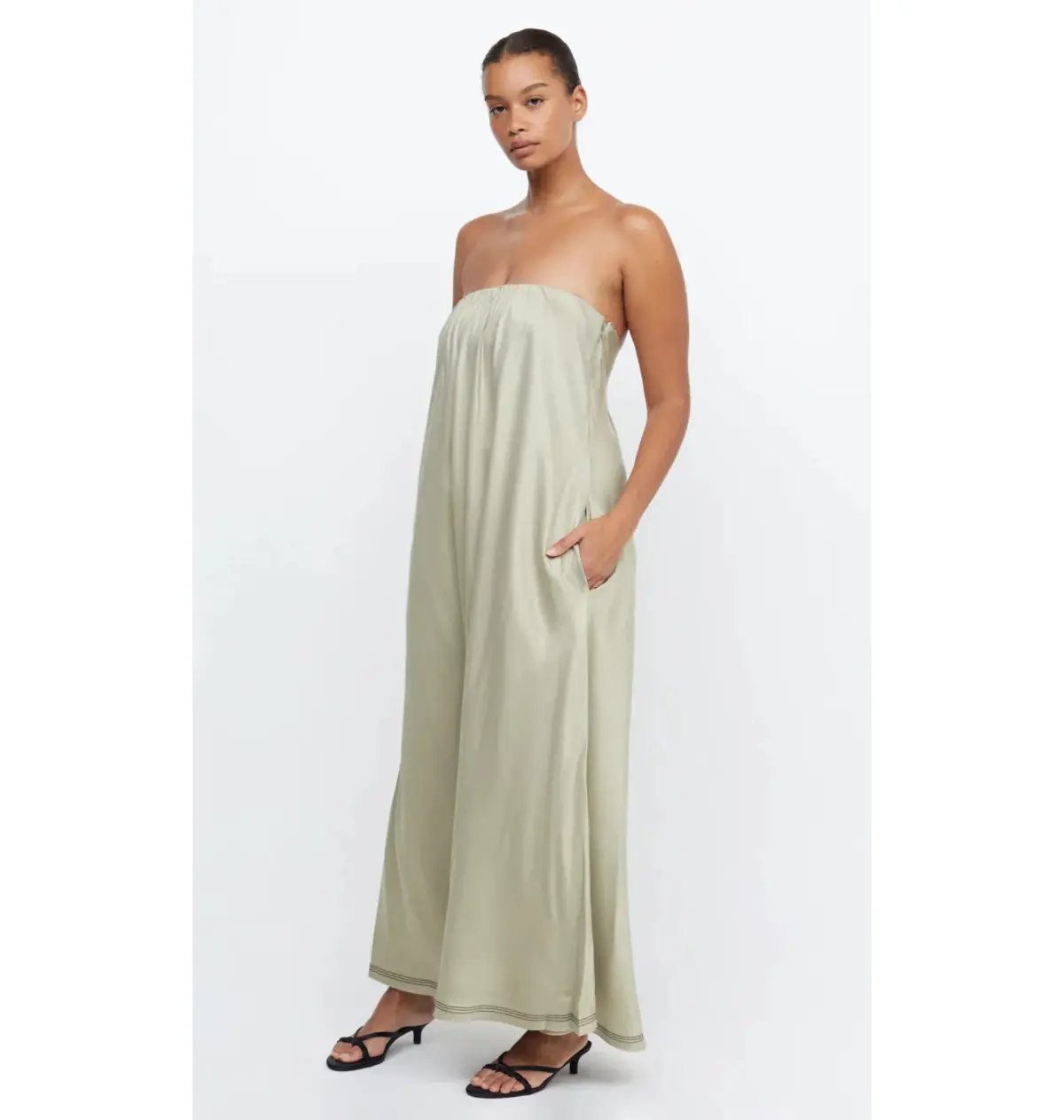 Bec And Bridge Tillie Strapless Maxi Dress Sage Size AU 12 photo 2