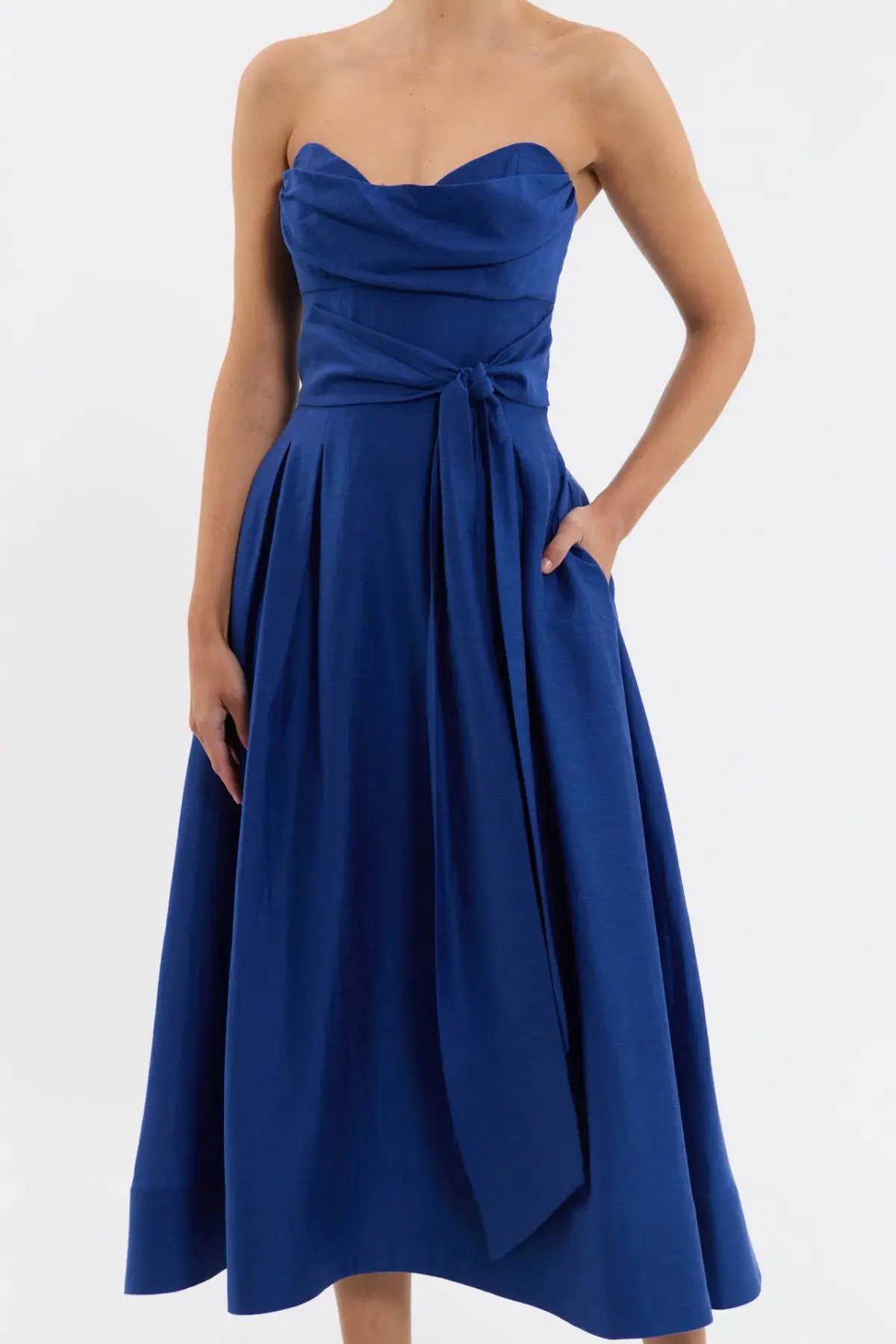 Rebecca Vallance Cera Strapless Midi Dress Blue Size 4 photo 2
