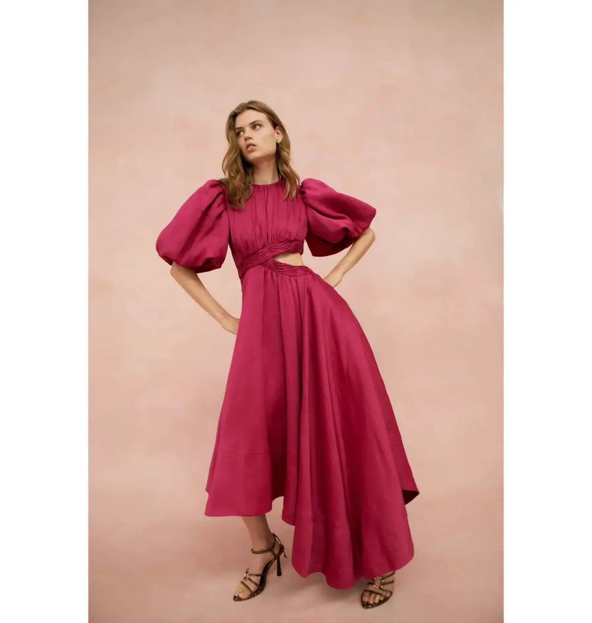 Aje Tidel Tucket Cut Out Midi Dress Pink Size AU 8 photo 4