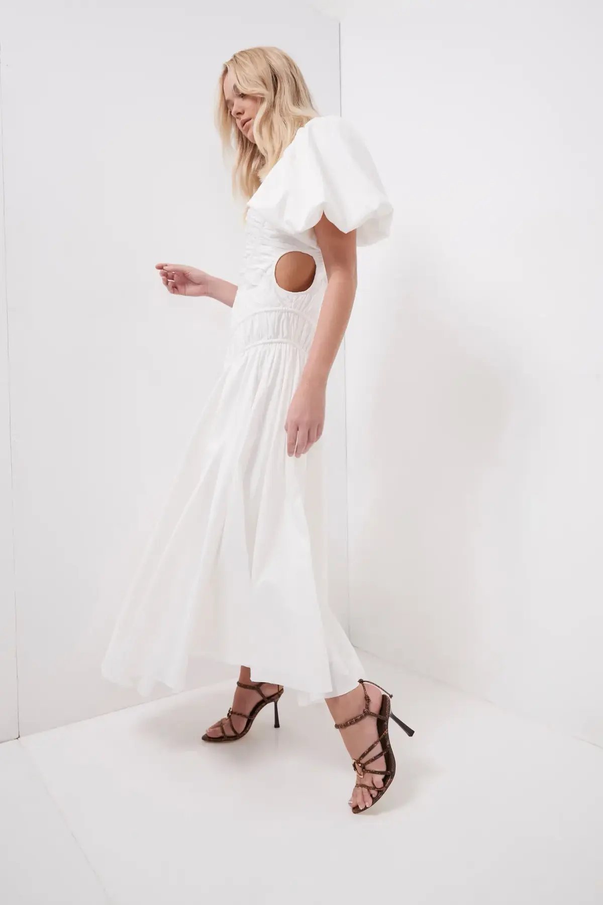 AJE Siren Midi Dress White Size 8 photo 3