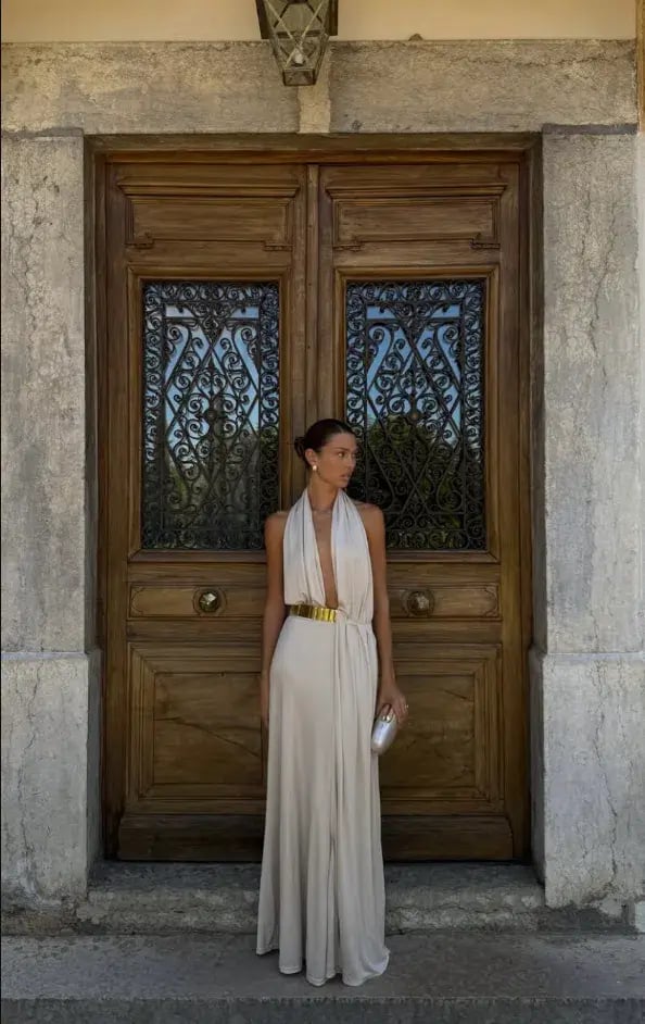 Ance Gria Odette Full Length Gown in Stone Size 8 photo 6