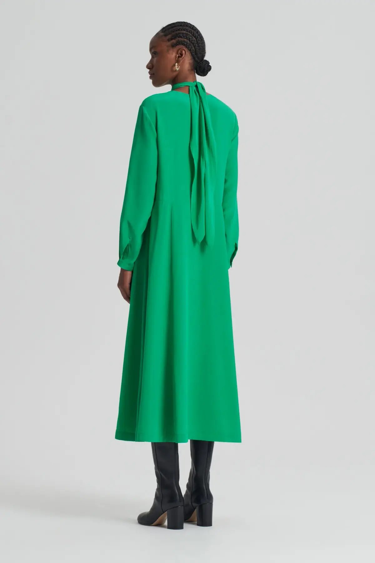 Scanlan Theodore Silk Drape Neck Dress Emerald Size 10 photo 3