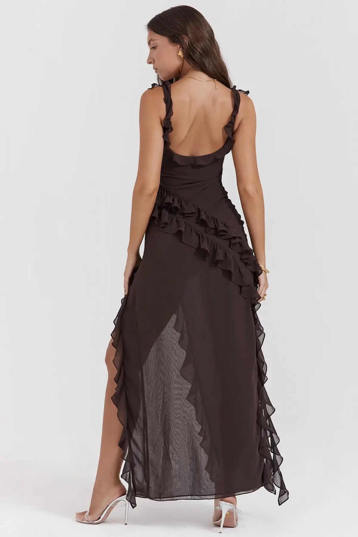 House of CB Ariela Espresso Ruffle Maxi Size AU 10 photo 2