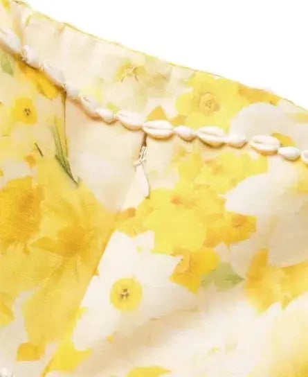 Zimmermann Wonderland Shell Embellished Silk Blend Gown Yellow Size AU 8 photo 4