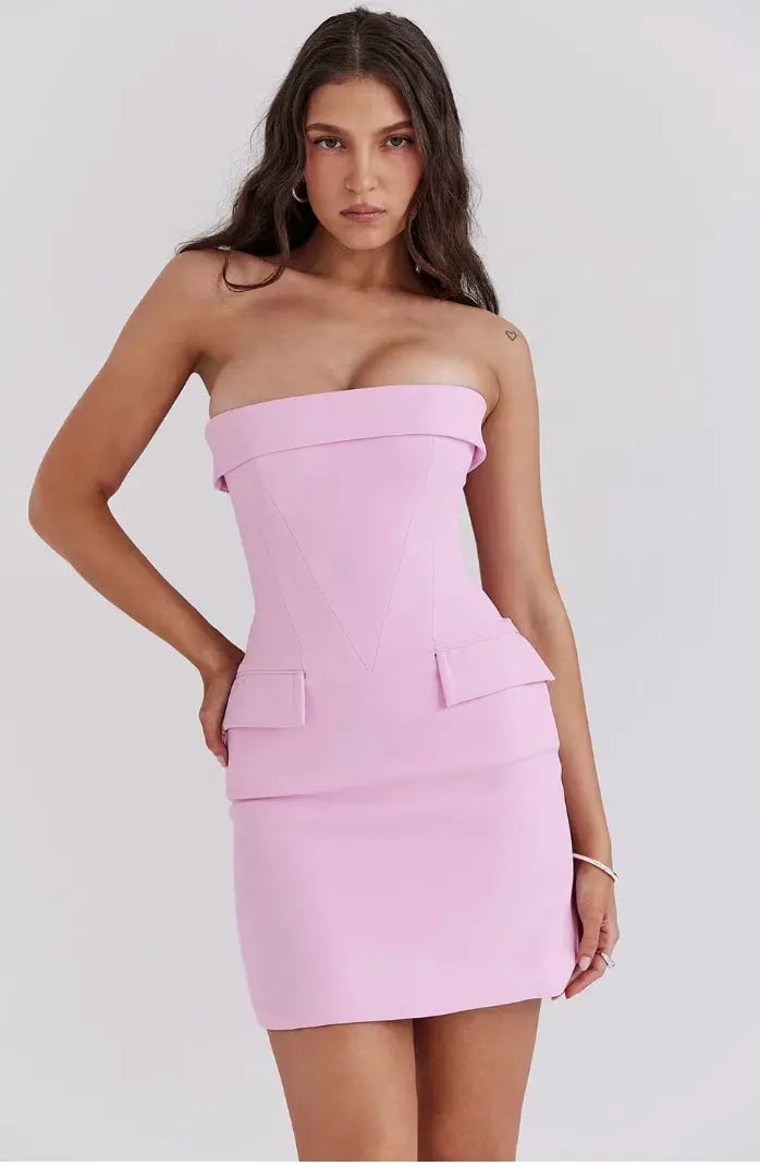 House of CB Naia Strapless Mini Dress Cotton Candy Pink Size 6 photo 2