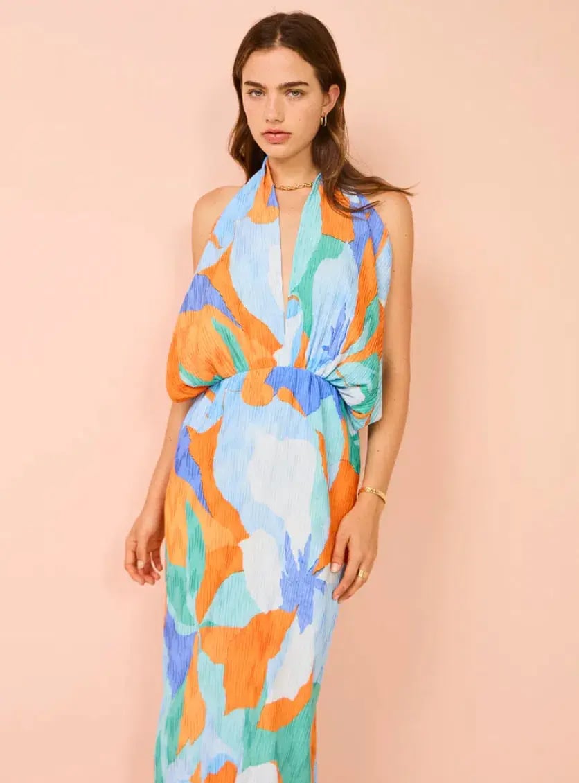Lidee Riviera Sleeveless Gown In Capri Print Orange Size 6 photo 2