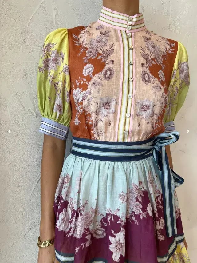 Alemais Marlow Frill Midi Dress in Mix Paisley Size AU 6 photo 4