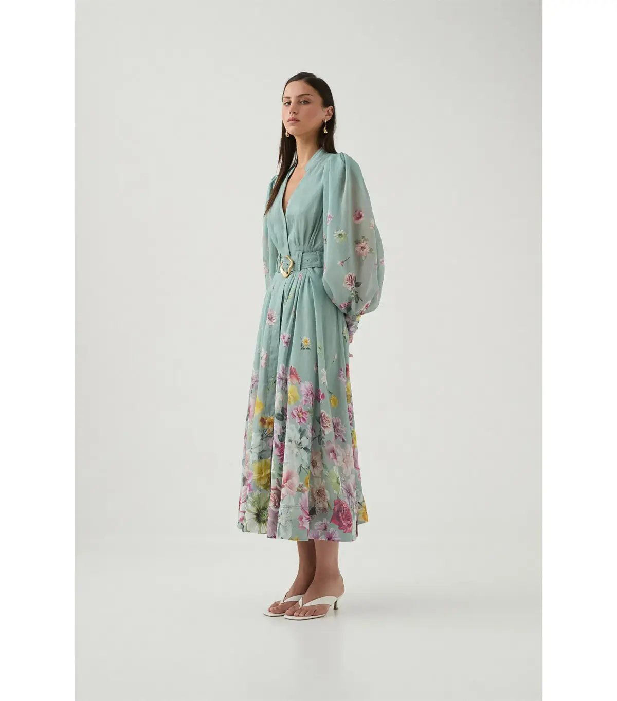 Aje Fleur Shirt Dress Mist Collage Floral Size 10/M photo 6
