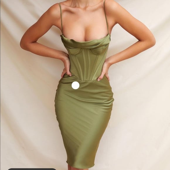 House of CB London – MYRNA OLIVE CORSET SLIP DRESS photo 3