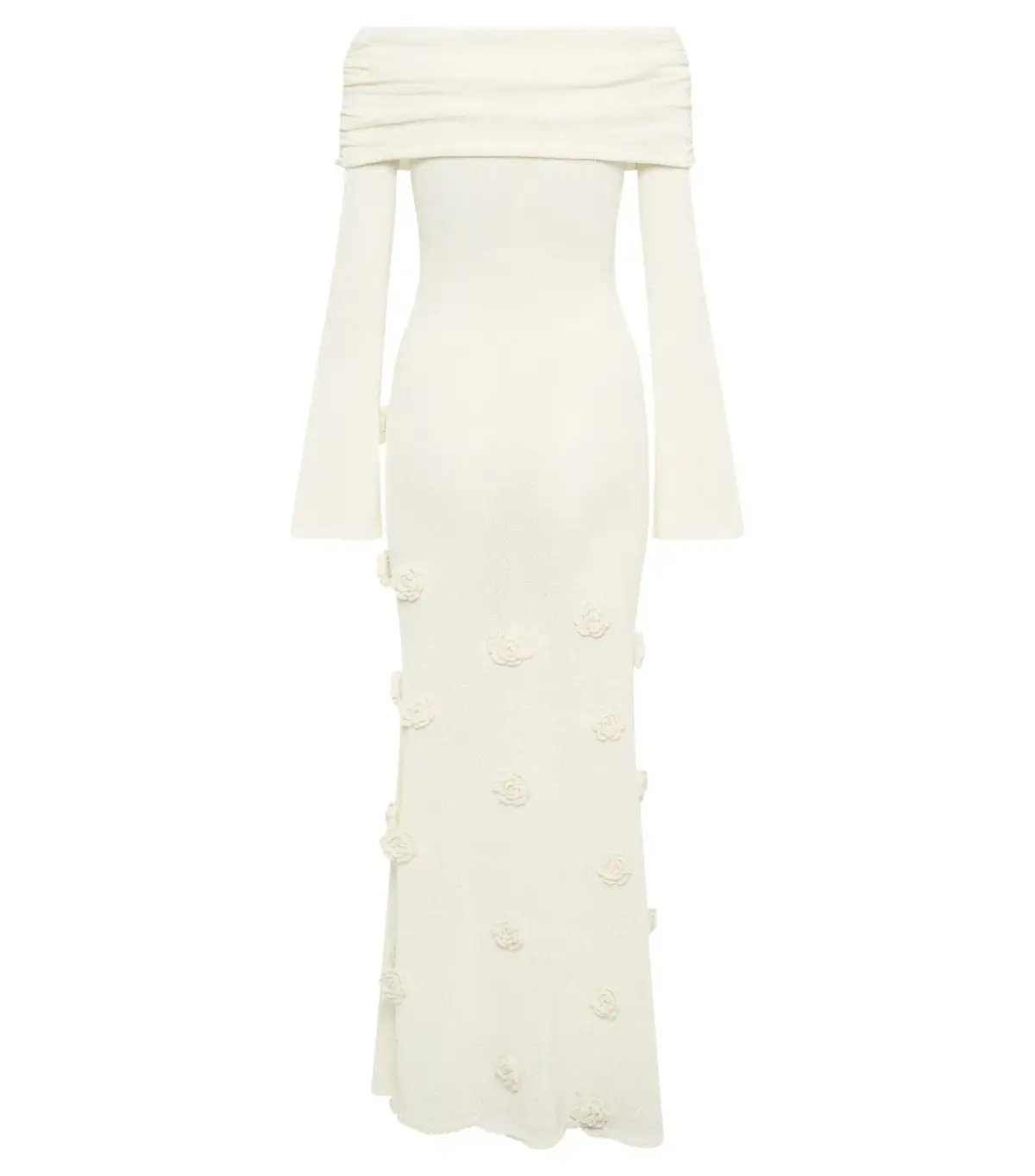 Meshki Kiki Off Shoulder Knit Rose Maxi Dress Ivory Size AU 14 photo 5