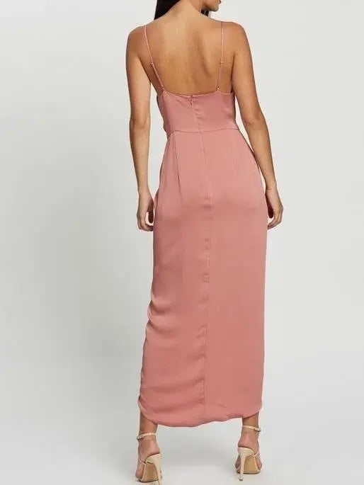 Shona Joy Luxe Tie Front Cocktail Dress Pink - Size 12 photo 4