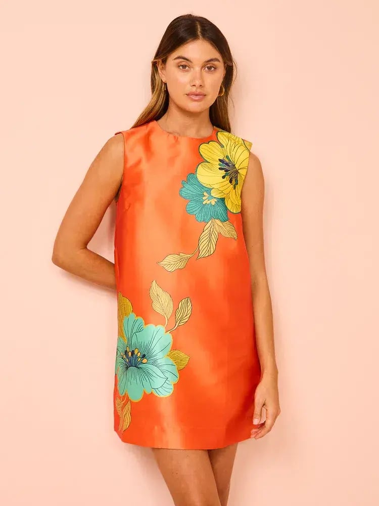 Alémais Piato Mini Dress Orange Print Size AU 10 photo 3