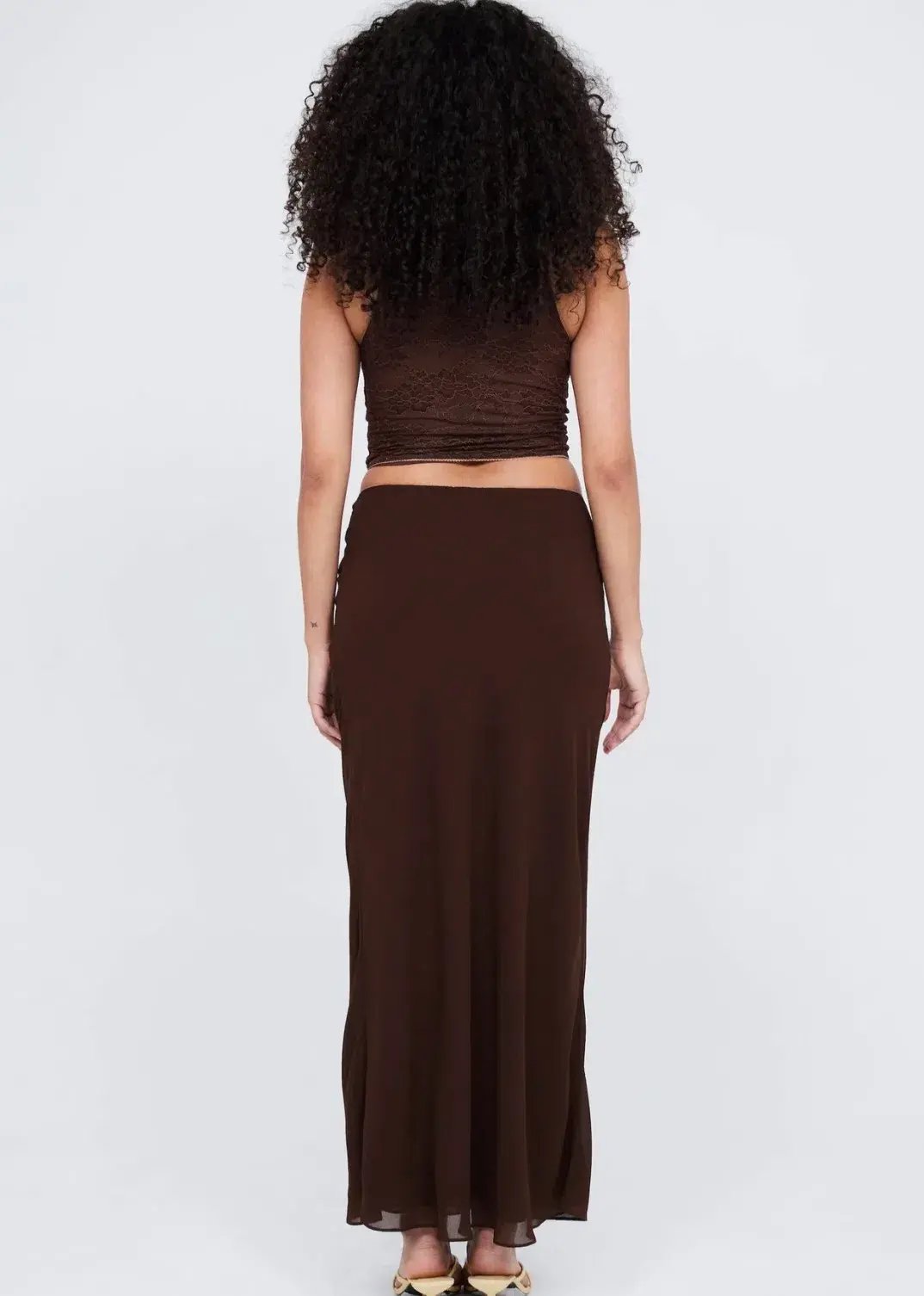 Benni Valentino Lace Top and Lace Insert Skirt Set Brown Size 8 photo 3