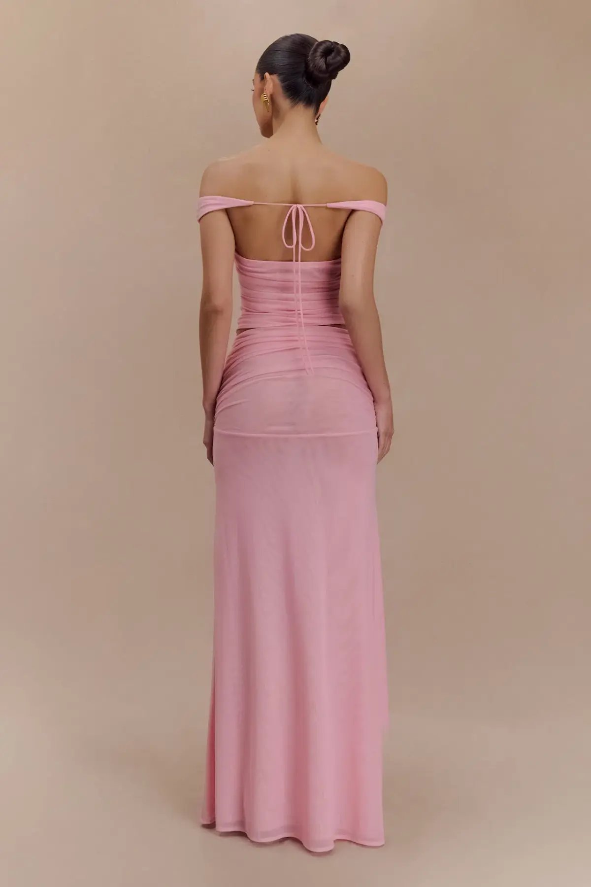 Meshki Brooklyn Mesh Crop Top and Arna Mesh Maxi Skirt Set Candy Pink Size 8 photo 2