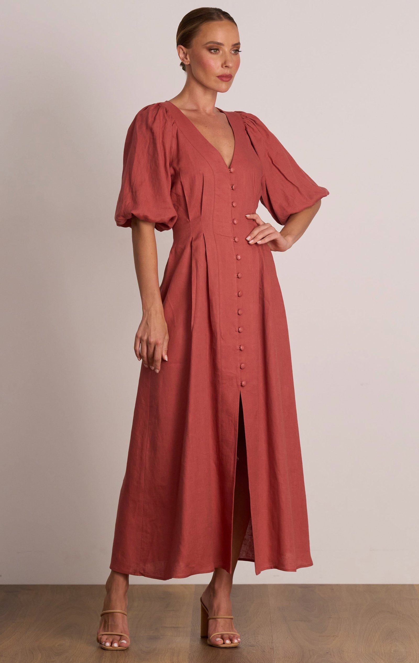 PASDUCHAS MEADOWS BUTTON MIDI DRESS - ROSEWOOD photo 4