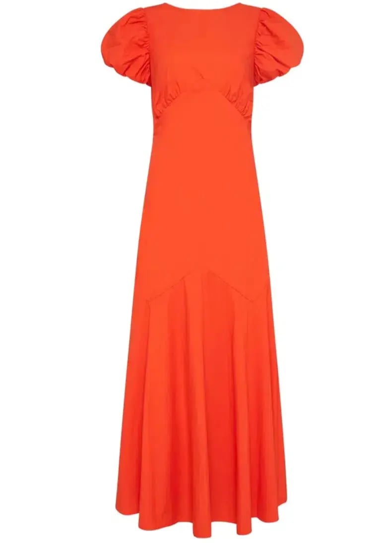 Sir the Label Anja Panelled Midi Dress Mandarin Red Size 10 photo 5