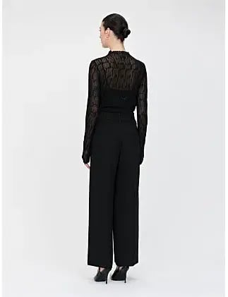 Veronika Maine Sheer Wave Funnel Neck Knit Black Size photo 2