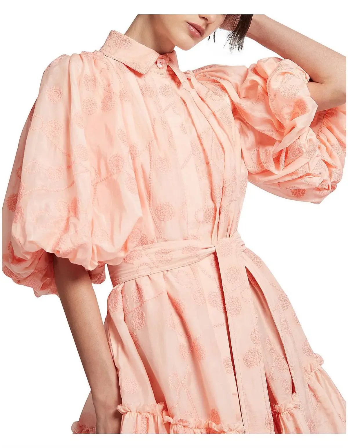 Aje Textural Puff Sleeve Mini Dress Peach Size 8 photo 2