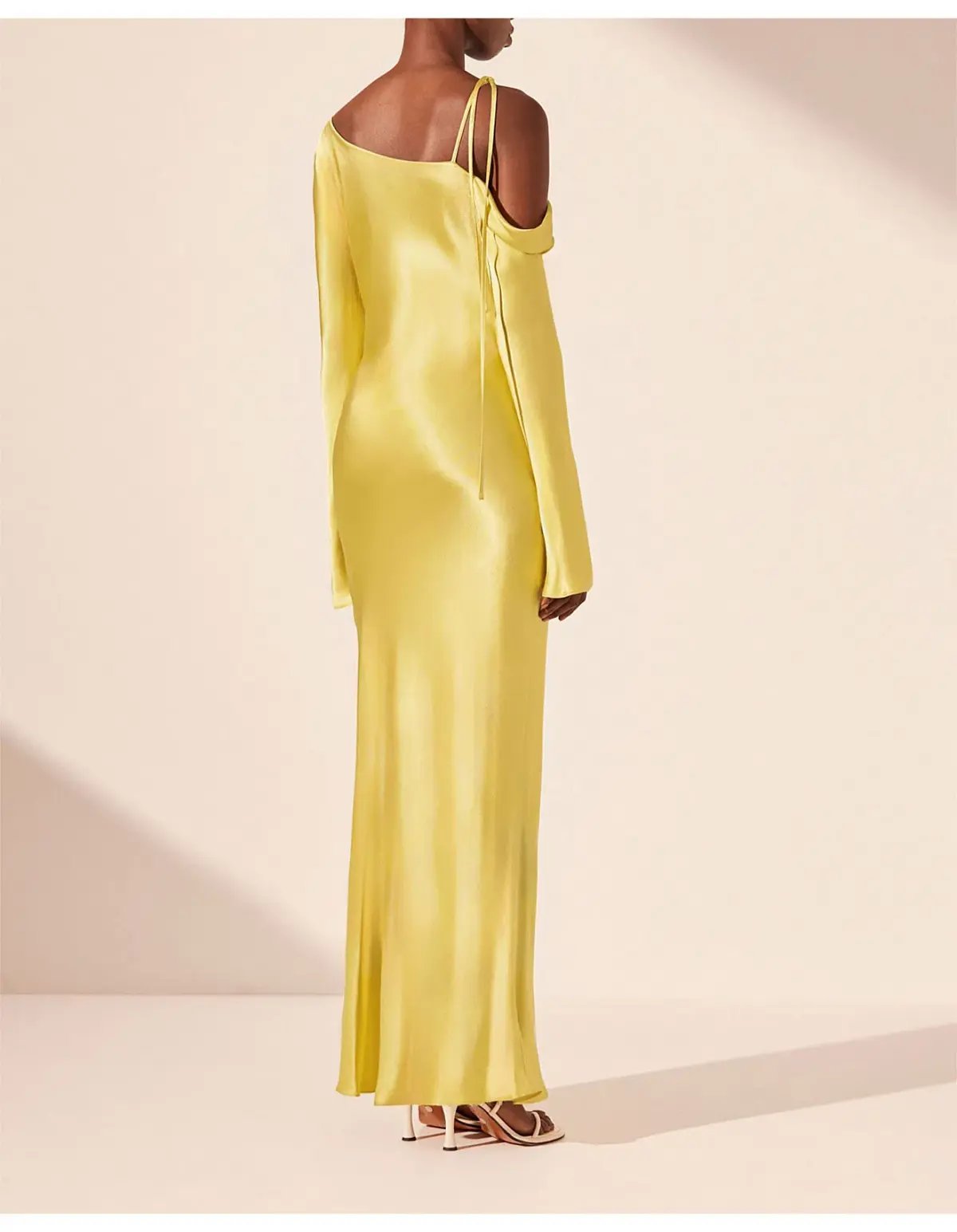 Shona Joy Sofia Asymmetrical Long Sleeve Maxi Dress Lime Size 8 photo 2