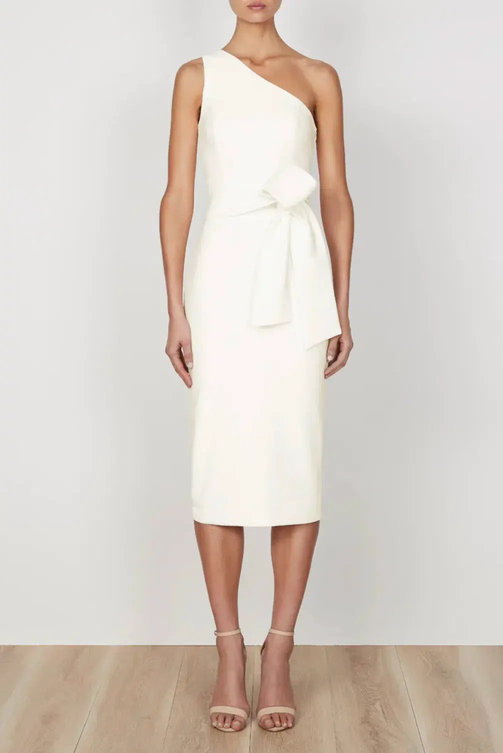 Shona Joy Lucy One Shoulder Midi Dress Ivory Size 10 photo 2