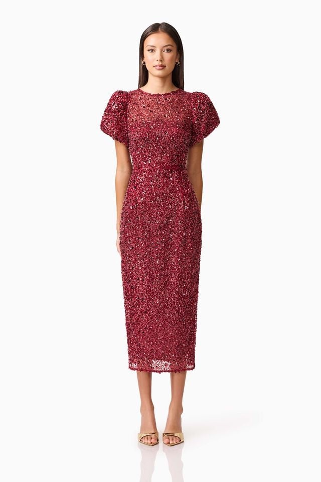 Elliatt Carmen Midi Dress - Berry photo 4