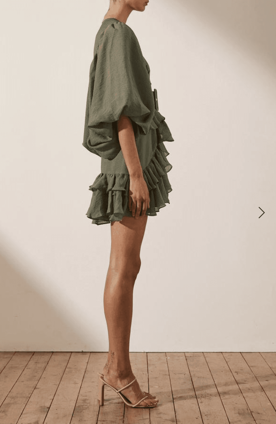 Shona Joy Charlotte Plunged Draped Mini Dress Khaki Size 8 photo 5
