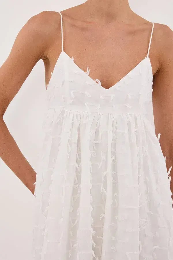 Dissh Paloma White Babydoll Midi Dress Size 10 photo 4