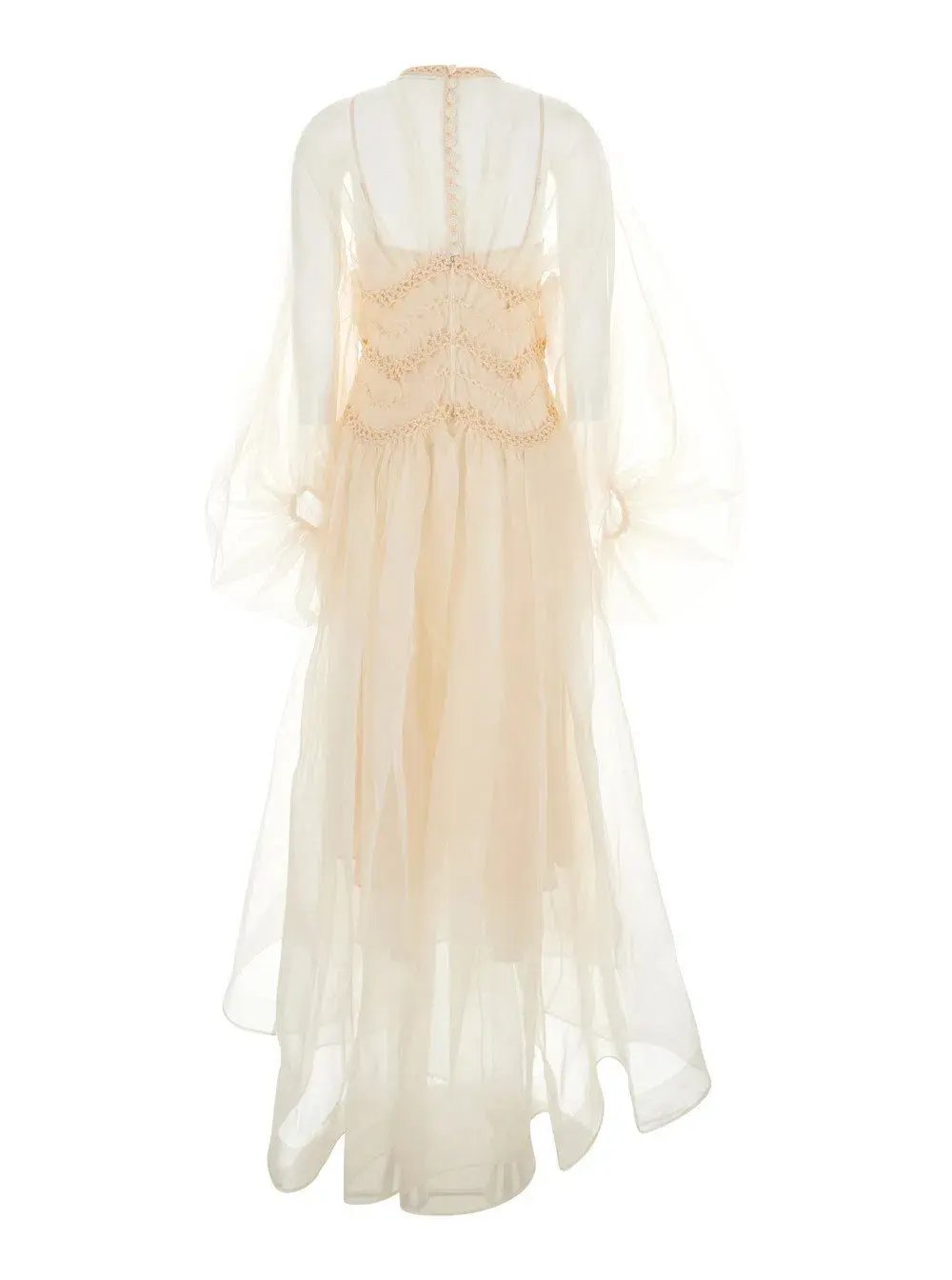 Zimmermann Illuminate Macrame Gown Midi Cream Size AU 8 photo 3