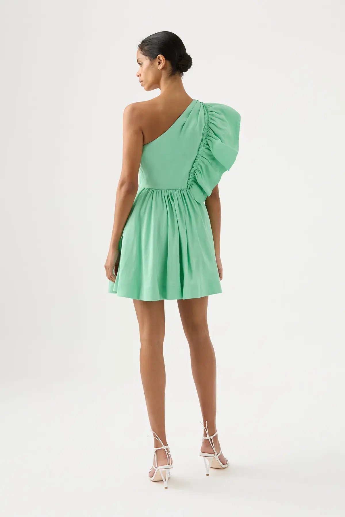 Aje Bonjour Asymmetric Mini Dress Marine Green Size 6 photo 2