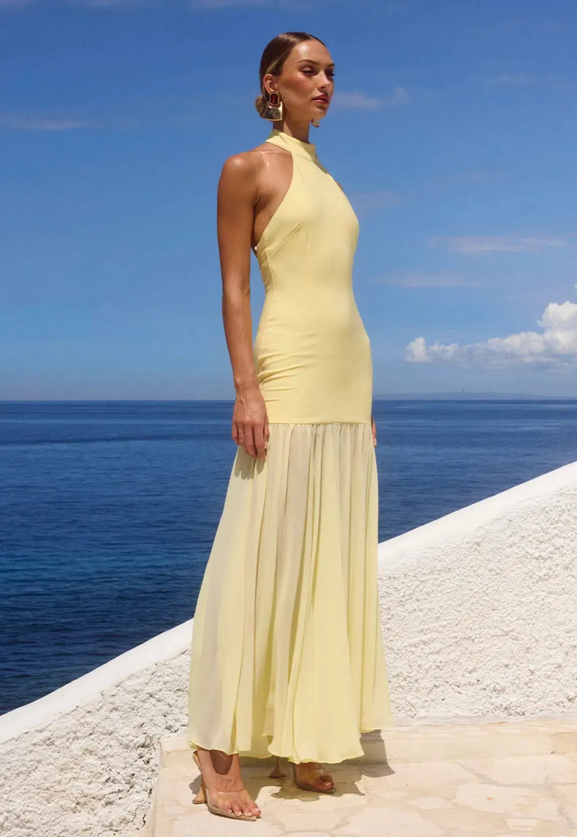 YAZMIN HALTER MAXI DRESS - BUTTER photo 3