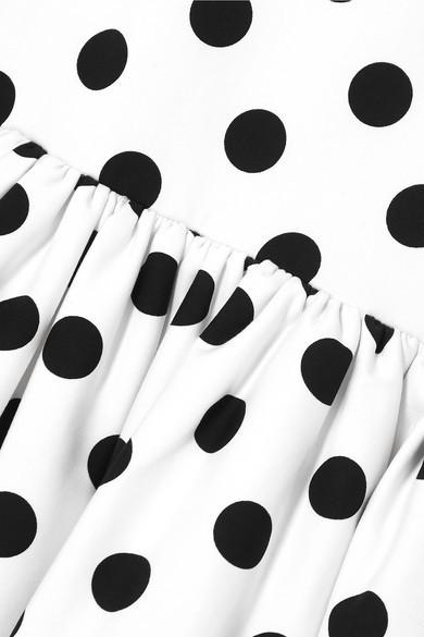 Rebecca De Ravenel - Tie-detailed polka-dot cotton-blend maxi dress in White with black Size AU 6 NEVER WORN photo 4
