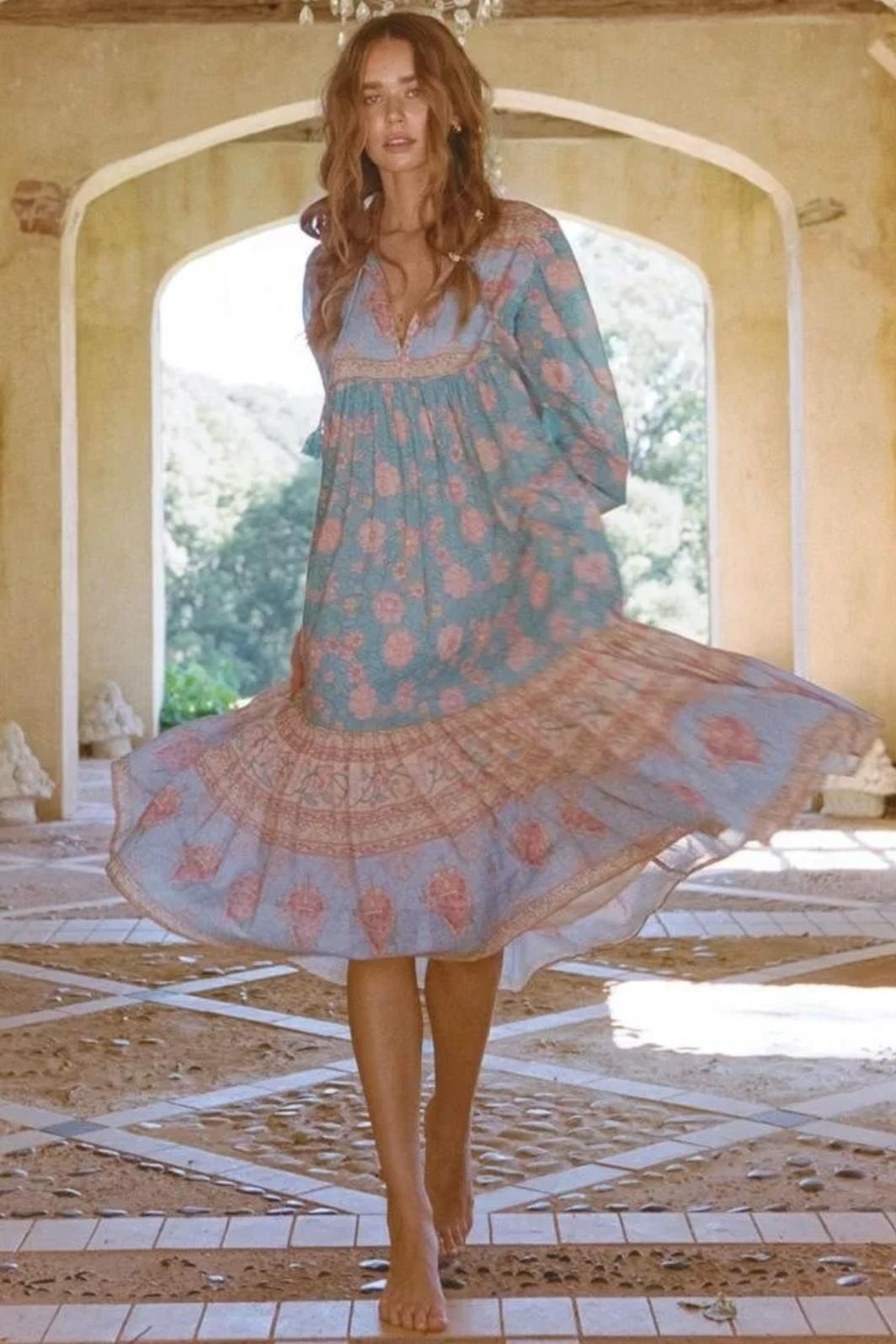 Spell and the Gypsy Love Story Boho Dress Sky Blue Size 8 photo 4