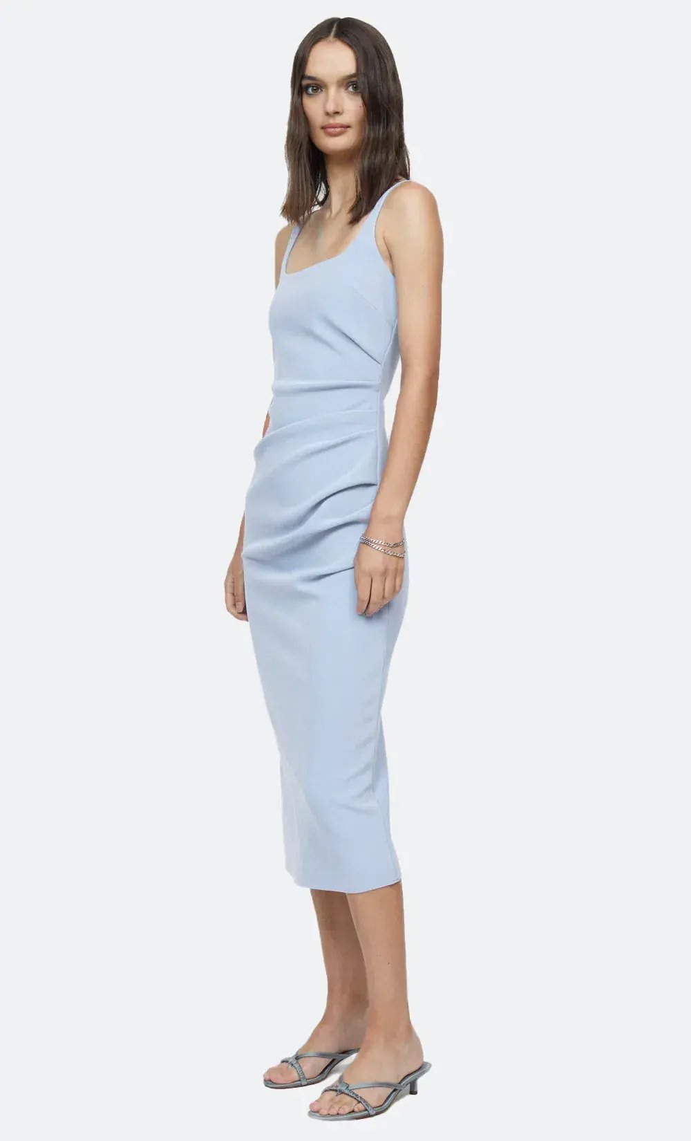 Bec & Bridge Karina Tuck Midi Dress Powder Blue Size 8 photo 2