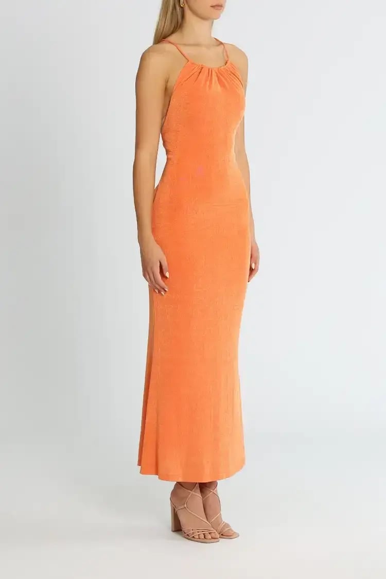 MISHA Greta Midi Dress Coral Gold Size 8/S photo 2