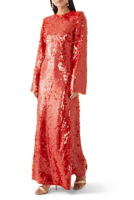 Alemais Geanie Long Sleeve Sequin Gown Red Size 8 AU photo 2