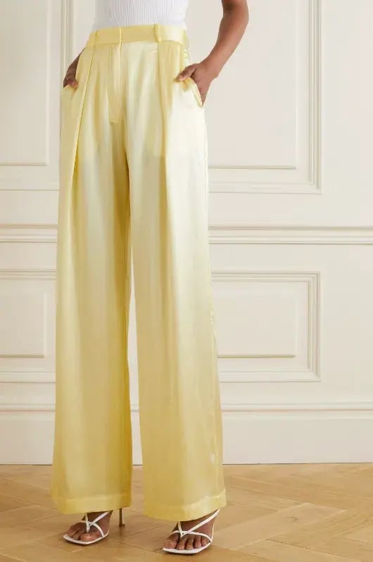Michael Lo Sordo Relaxed Silk Boy Pants Pale Yellow Size AU 4 photo 2