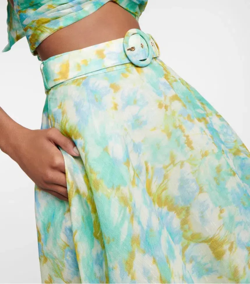 Zimmermann High Tide Twist Crop Bodice Size 3 / AU 14 & Maxi Skirt Size 2 / AU 12 Set in Aqua Ikat Floral photo 5