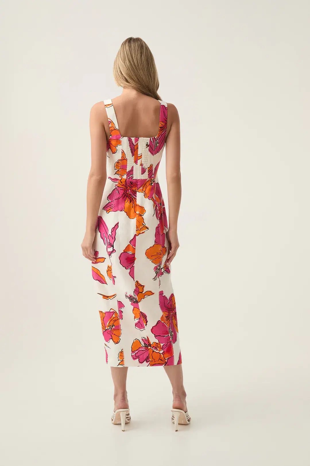 Aje Flourish Midi Dress Vivid Hibiscus Size 8 photo 2