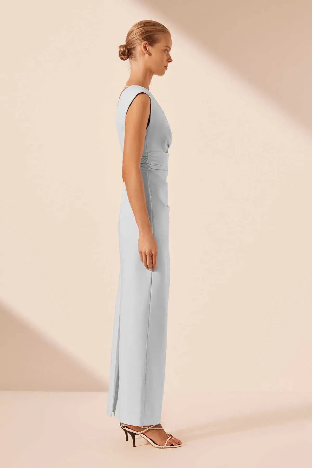 Shona Joy Lani Plunged Cut Out Maxi Dress Sky Ice Blue Size 12 photo 5