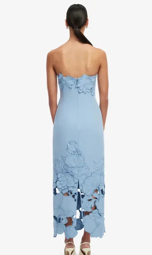 Leo Lin Rayna Appliqué Bustier Maxi Dress Light Blue - Size 12 photo 3
